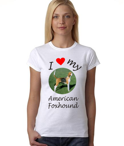 Dogs - I Heart My American Foxhound on Womans Shirt